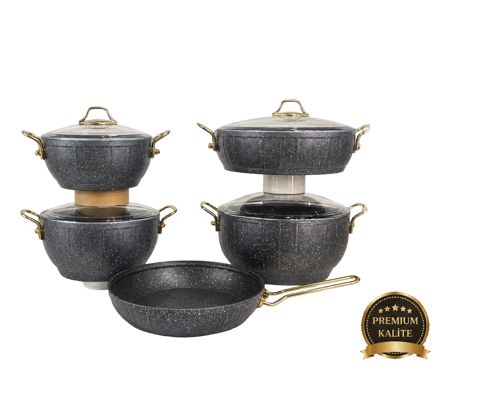 Qazan dəsti Eviz Gold Plus Qranit 20,24,28 sm Tava Qazan Qapaq — Bakı