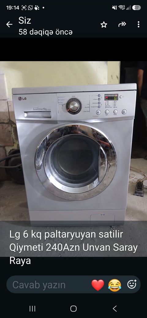 LG paltaryuyan maşın – 6 kq Model: LG Inverter Direct Drive, ön — Sumqayıt