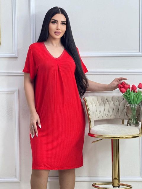 Qadınlar üçün sarafan, qırmızı, bambuk, ölçü 3XL — Bakı