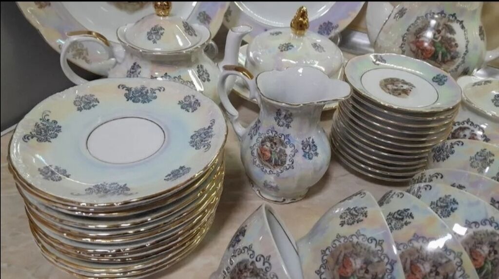 Çay dəsti, Farfor, 12 nəfərlik, Almaniya — Süfrə qabı, Digah (8)