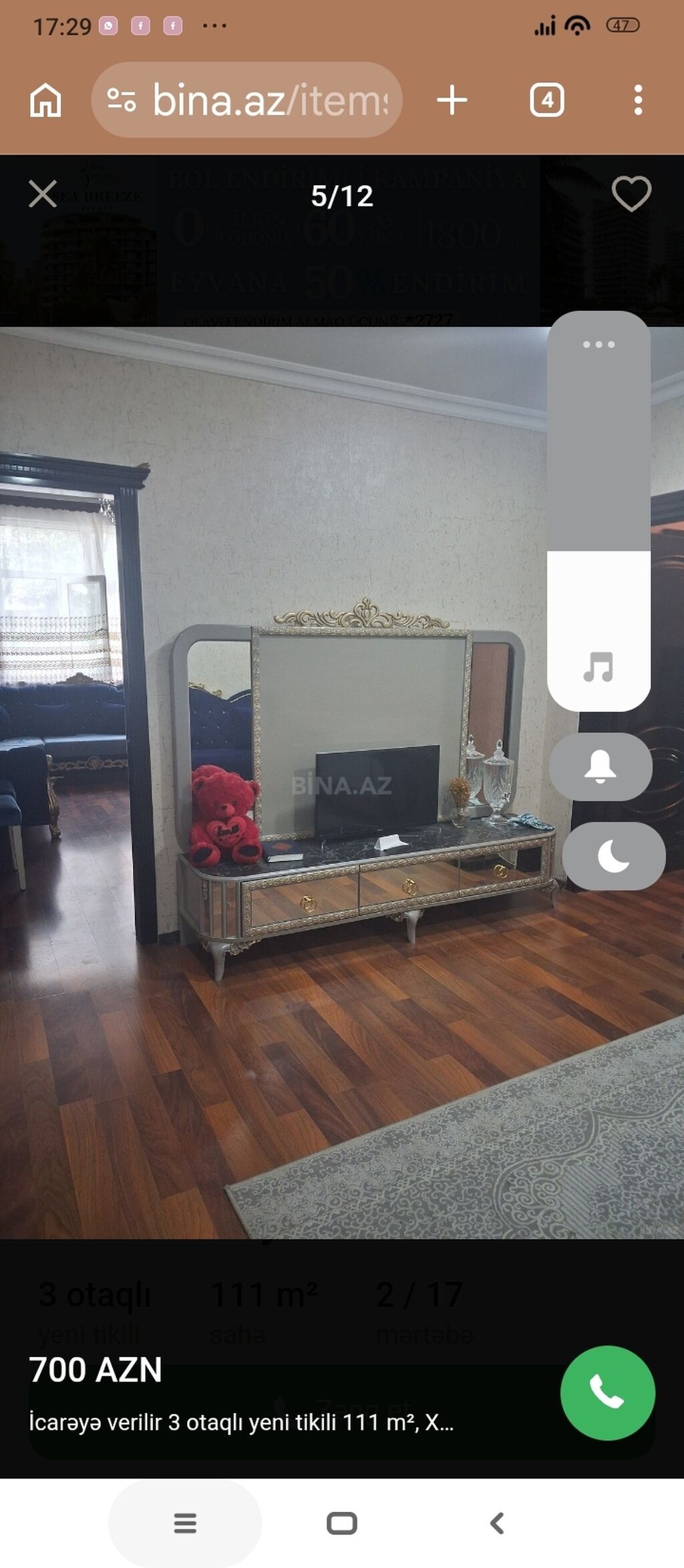 İcarə üçün mənzil – 3 otaqlı, 111 m², yeni tikili, 2/17 mərtəbə.MƏNZİL — Mənzil, Bakı (6)