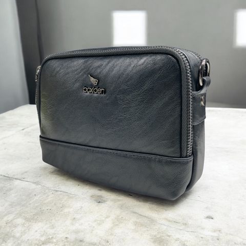 Kişilər üçün kross-bodi çanta 99557056, eko dəri, qara, 22x13 sm — Bakı