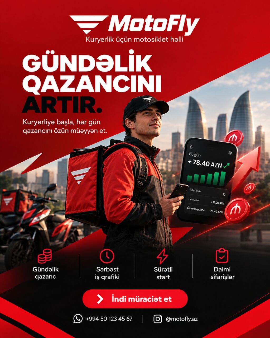 Moto-kuryer tələb olunur — Nəqliyyat, logistika, anbar, Bakı