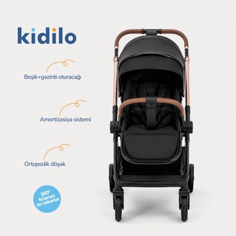Uşaq arabası Kidilo D900, 0-3 yaş, qara — Bakı