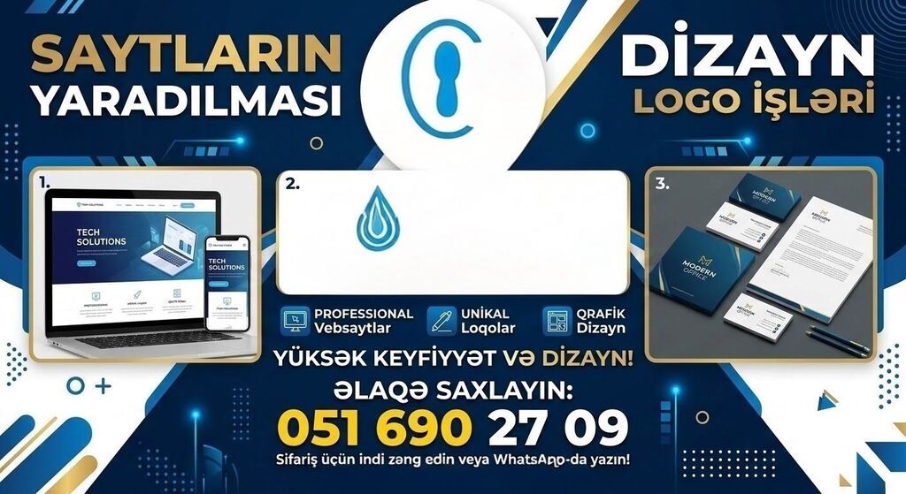 Peşəkar Sayt və Loqo Xidməti — Cəmi 50 AZN Xidmətə — Reklama, IT, marketing, Bakı