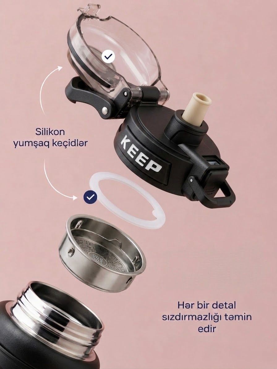 Termos Coolis, 600 ml, Paslanmayan polad, Qara — Mallar, Bakı (2)