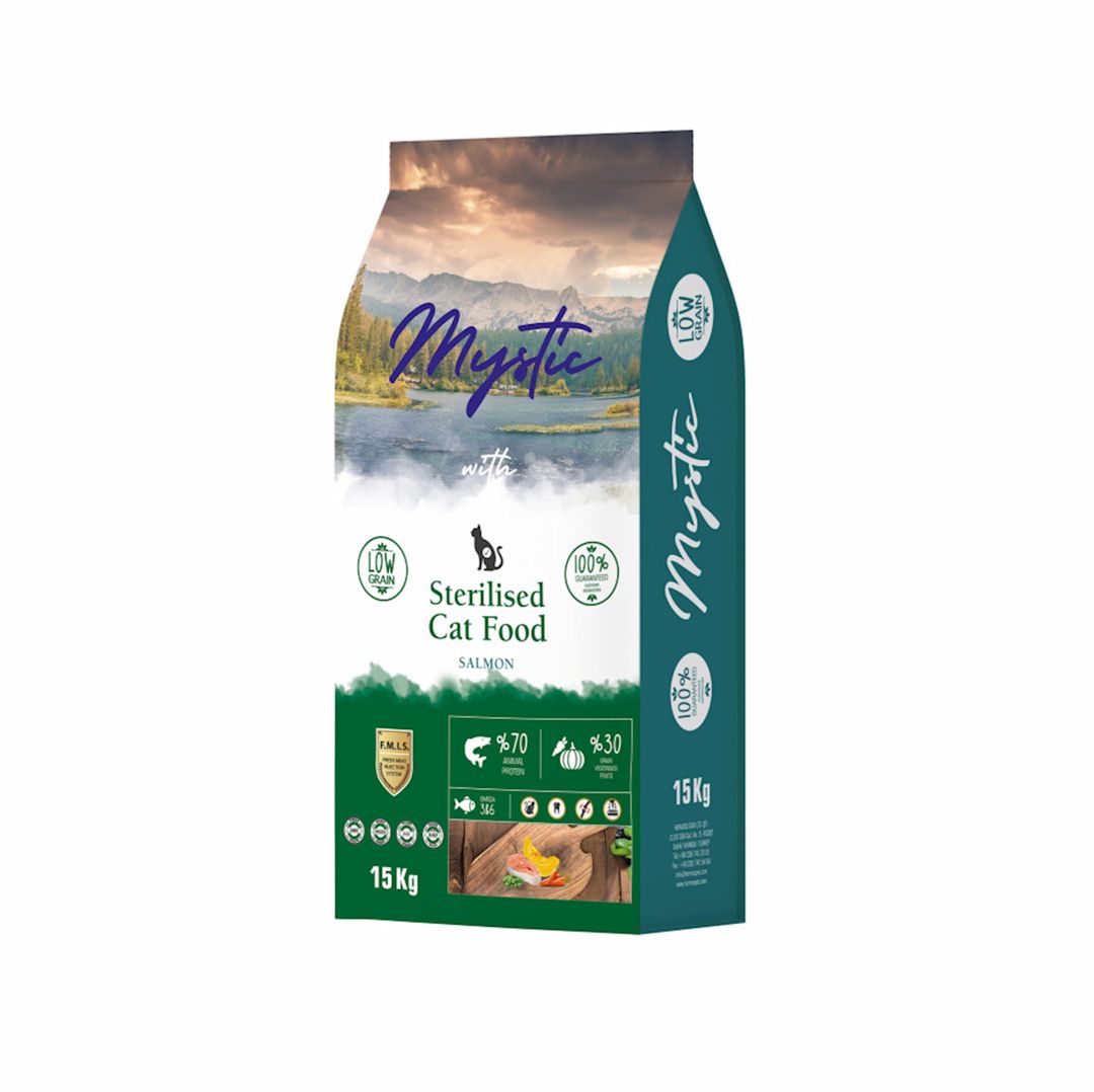 Quru yem Mystic Sterilised Cat qısırlaşdırılmış-axtalanmış pişiklər üçün, qızılbalıq dadı ilə, 15 kq — Mallar, Bakı