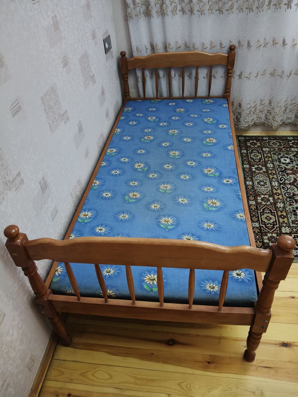Taxta tək nəfərlik çarpayı - Material: tam ağac (taxta karkas — Yataqlar, Masazır (2)