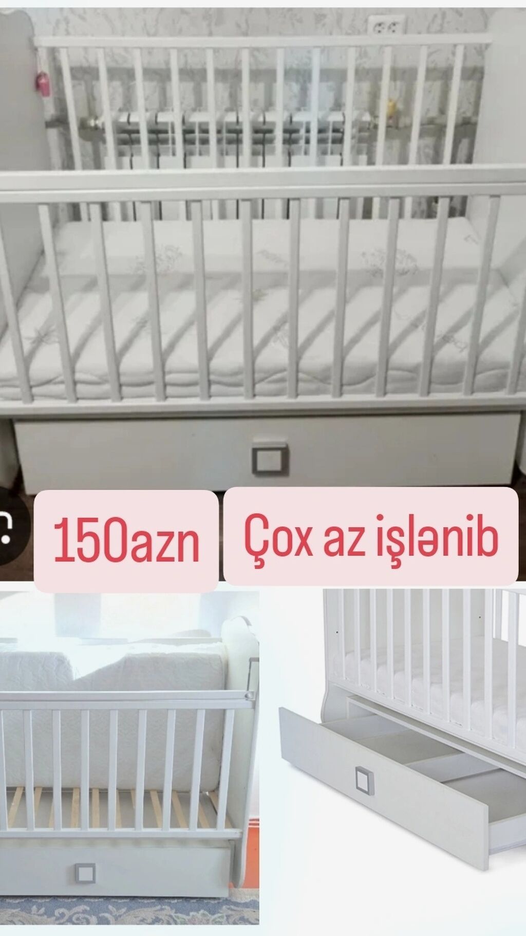 Uşaq beşiyi – ağ rəng, klassik barmaqlı dizayn. Xüsusiyyətlər — Bəşikləri, Digah