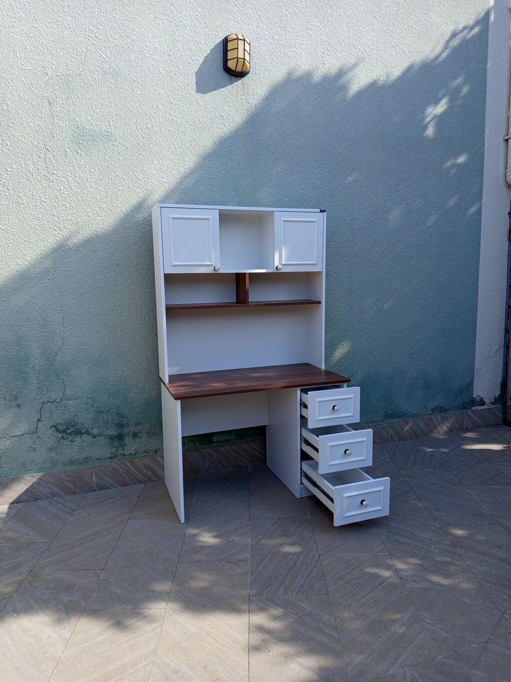 Düz masa, Stulsuz, Polkalı, Siyirməli, Rusiya, Mat laminat — Kompüter masaları və kresloları, Mehdiabad (7)