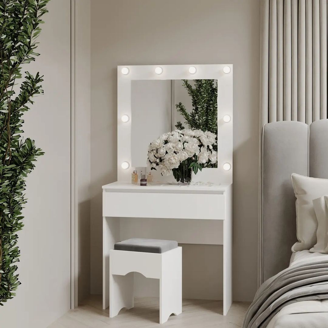 Makiyaj masası 8319, ağ, laminat, 150х45х90 sm — Mallar, Bakı