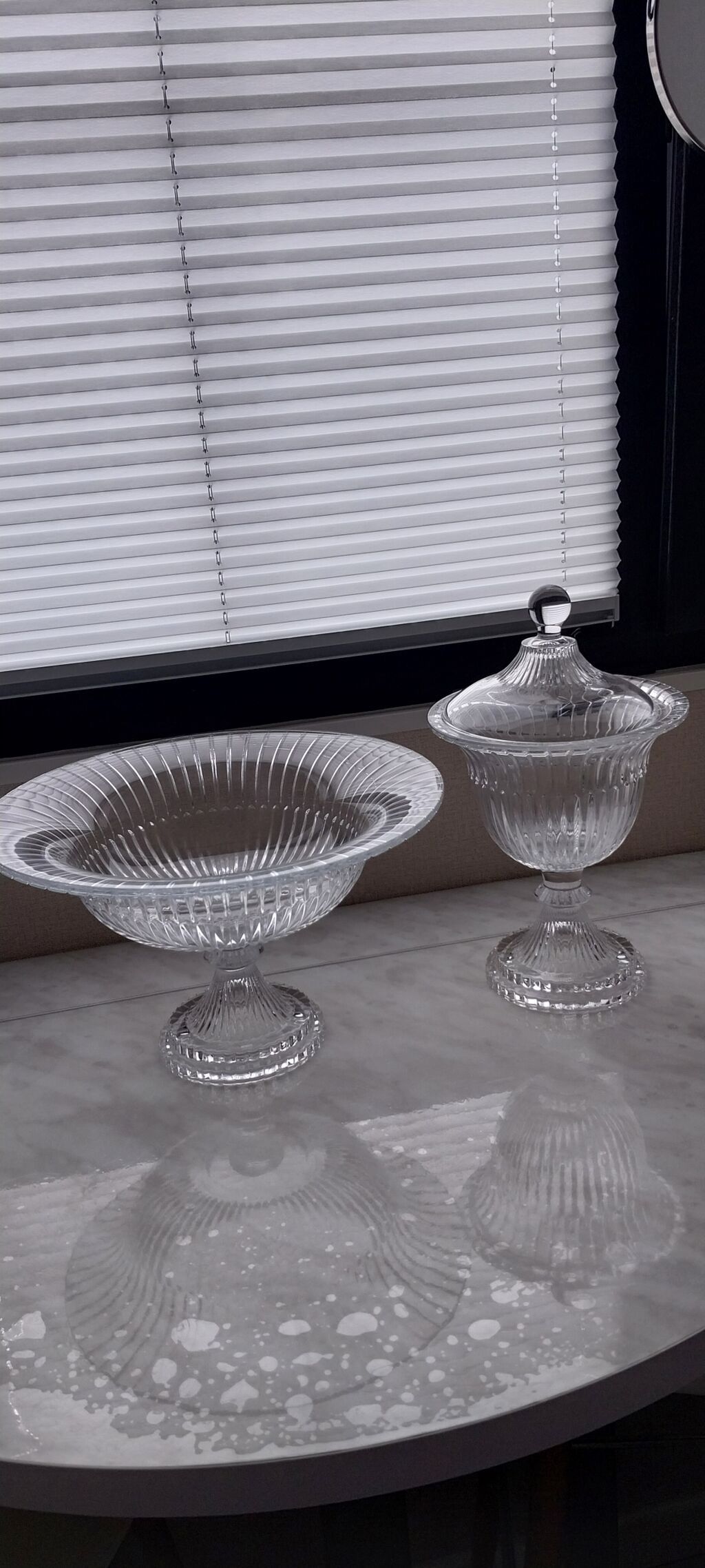 Şüşə serving dəsti – 2 parça - 1 ədəd ayaqlı meyvə/şirniyyat qabı — Süfrə qabı, Bakı (2)