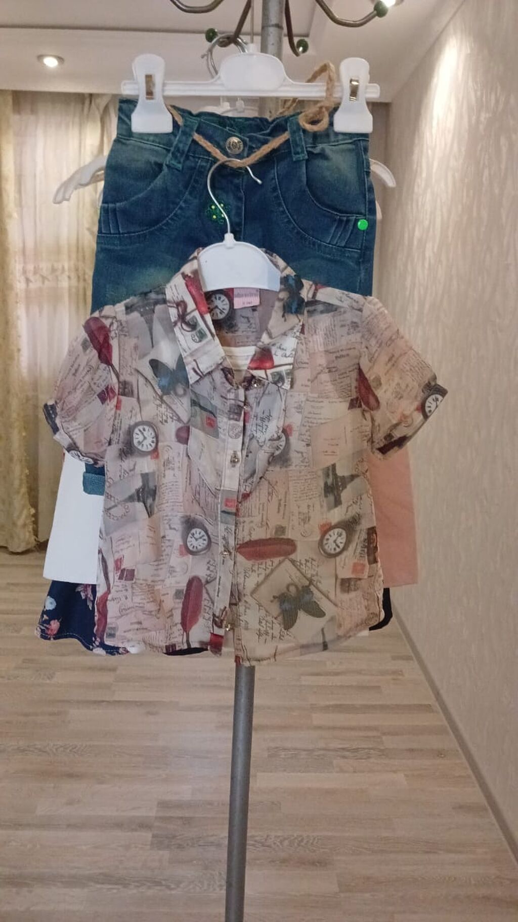 Uşaq üçün qız paltarları – müxtəlif rəng və naxışlarda - Model — Qızlar üçün köynək və sarafan, Sumqayıt (5)