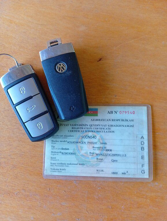 Volkswagen Passat, 1.8 L, 2008 il, 198 000 km 90-CN-540 — Avtomobillər, Zaqatala (7)