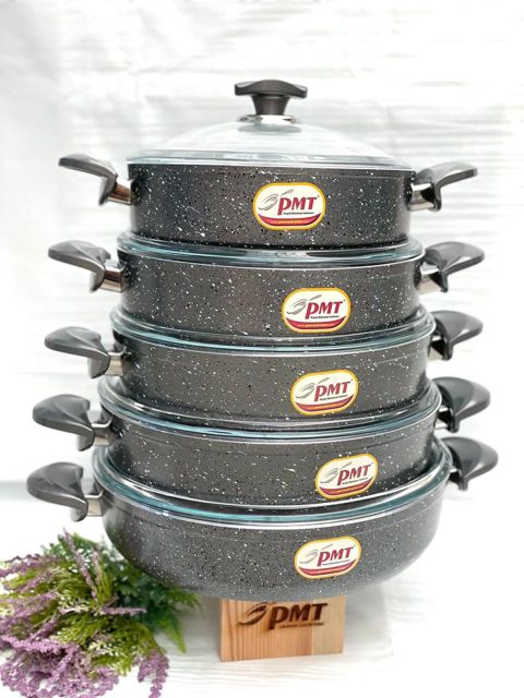 Qazan dəsti PMT, qranit, boz, 10 parça, 32 sm — Bakı