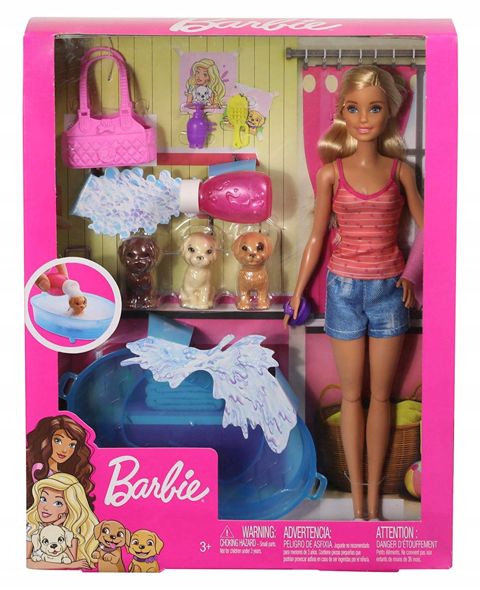 Kukla Barbie Puppy Bath Playset With Doll 3 Puppies & Accessories, 29sm (887961744521) — Bakı