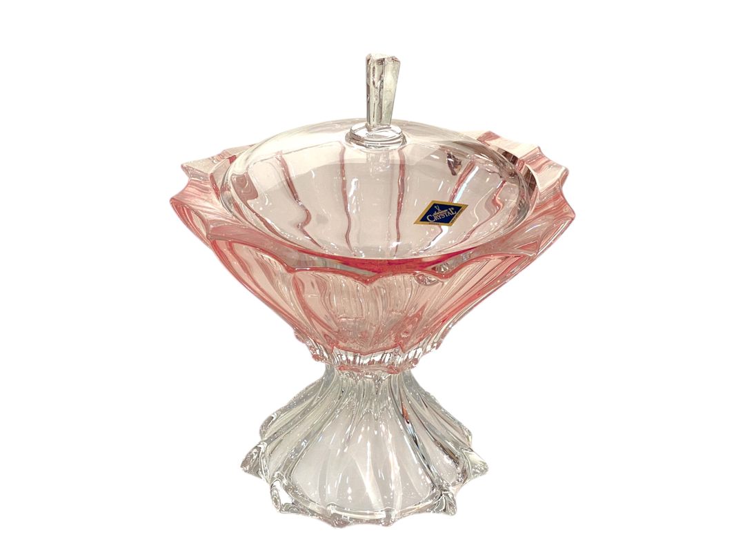 Şirniyyat qabı Aurum Crystal Plantica FTD, büllur, 22×20×25 sm, çəhrayı — Mallar, Bakı (2)
