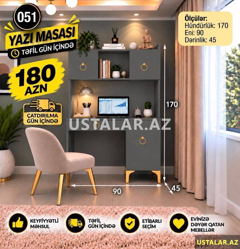 Yazi masasi hazir — Mobilyaların montajı, təmiri və restavrasyonu, Bakı (2)