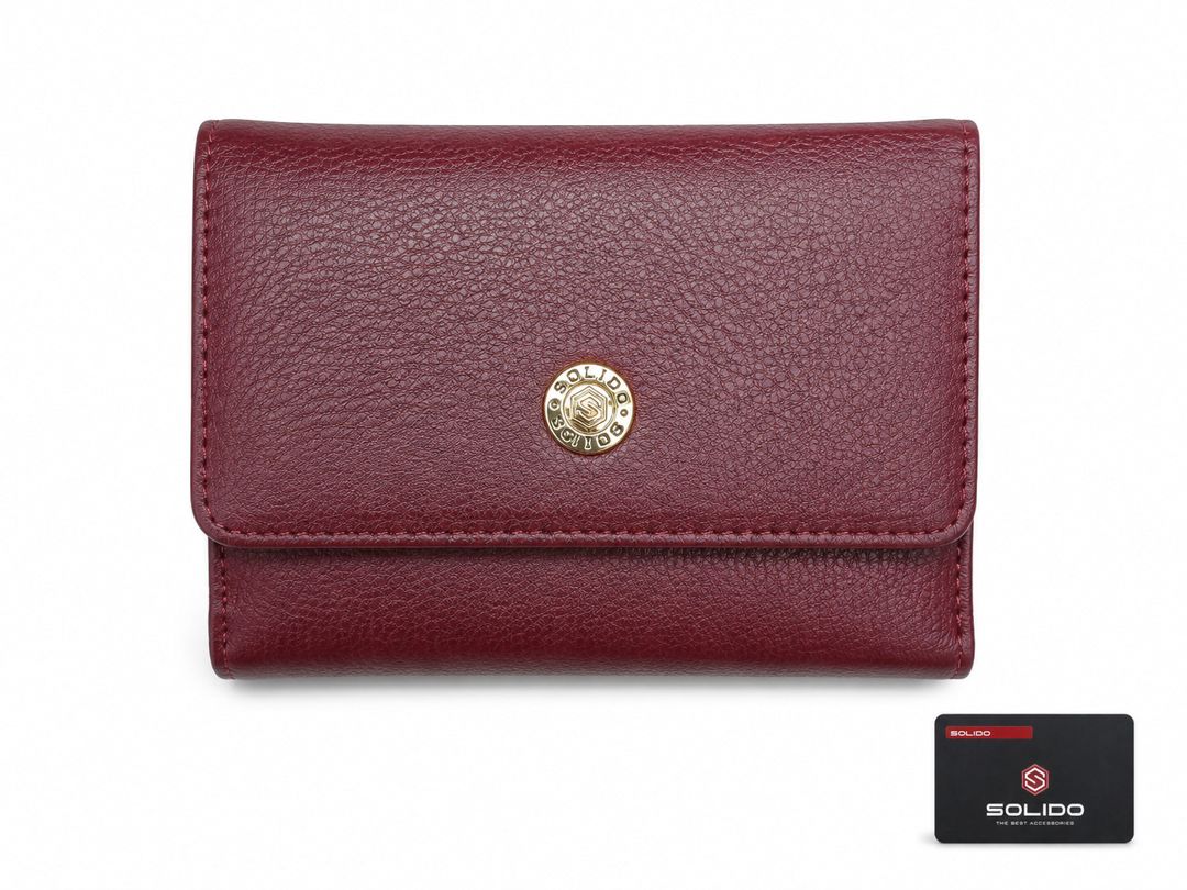 Portmone Solido, dəri, tünd qırmızı, 12 sm — Mallar, Bakı
