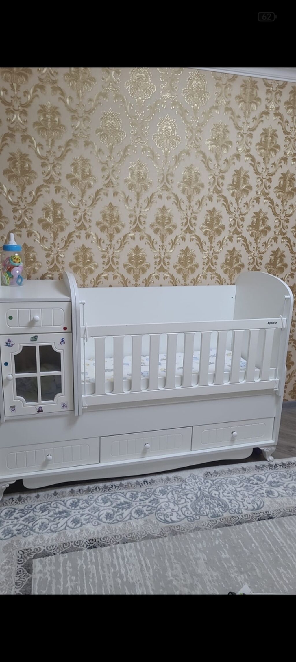 Uşaq beşiyi – çoxfunksiyalı, ağ rəng - Material: MDF/taxta — Bəşikləri, Bakı (4)