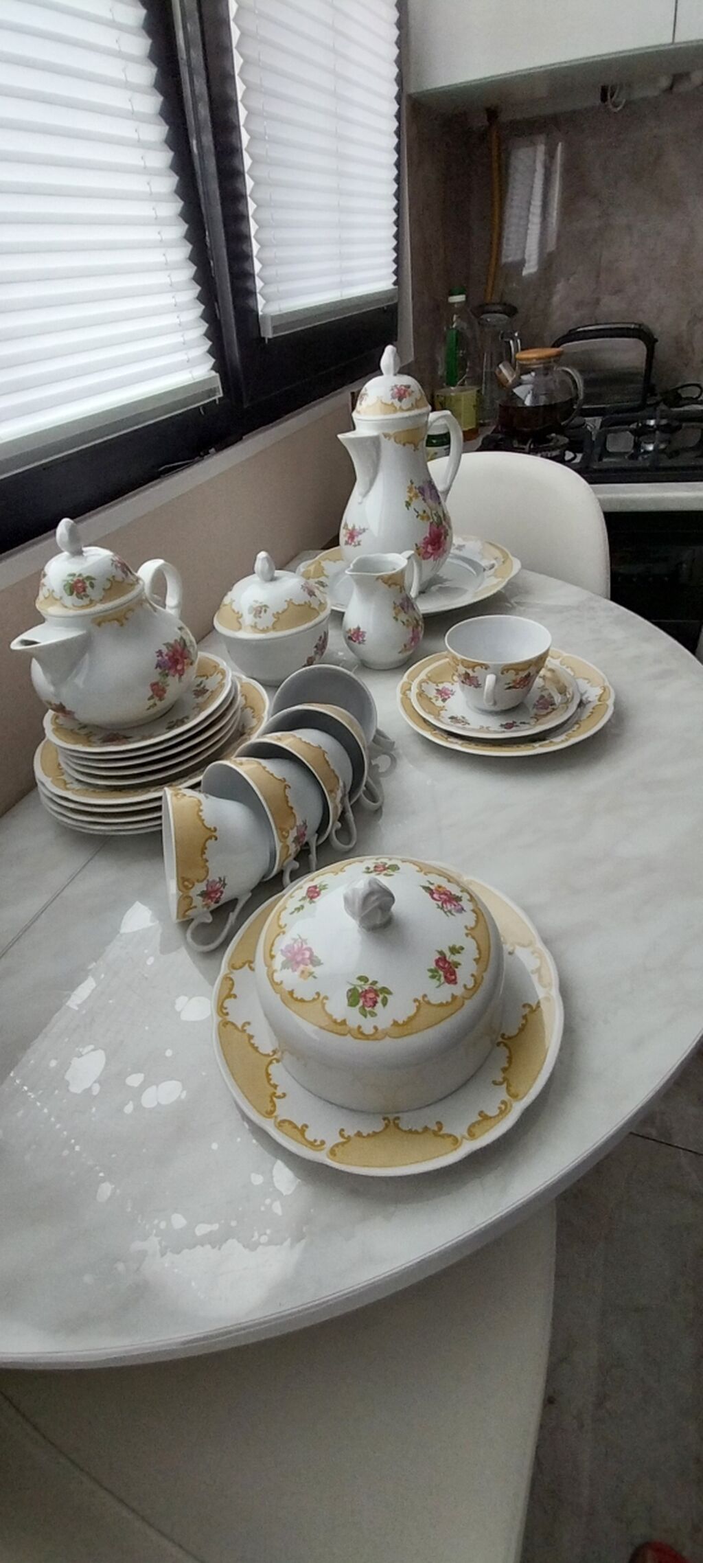 Çay dəsti, rəng - Ağ, Farfor — Süfrə qabı, Bakı (2)