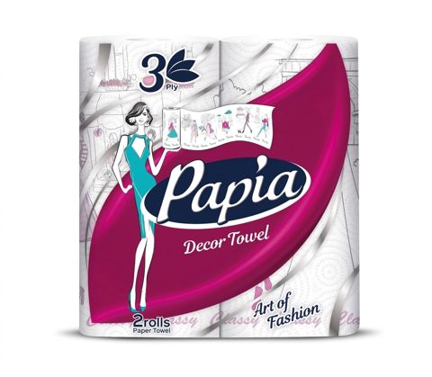 Mətbəx üçün kağız dəsmal Papia, 2 rulon, 3 qatlı, ağ — Bakı