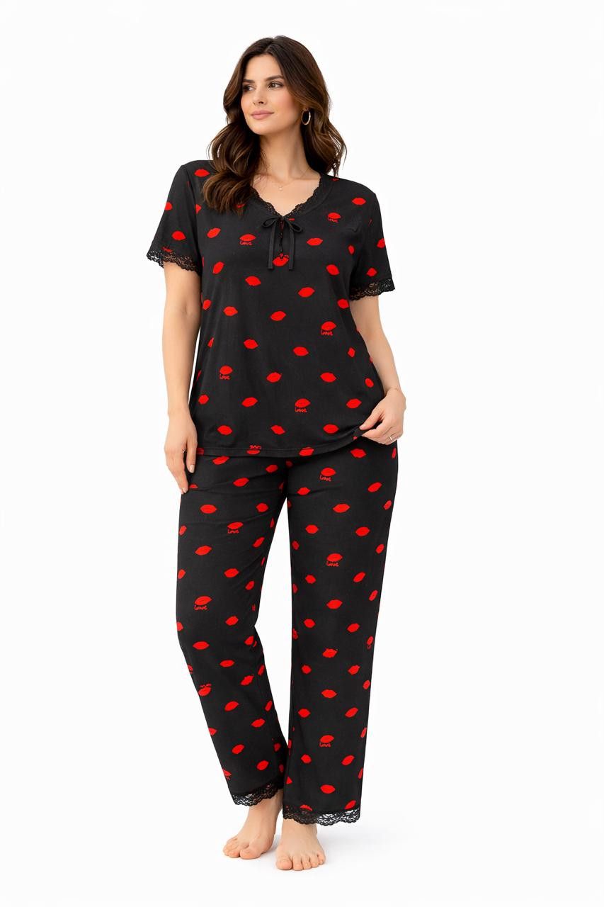 Şalvarlı pijama dəsti 545545, pambıq, qara, ölçü One Size — Mallar, Bakı