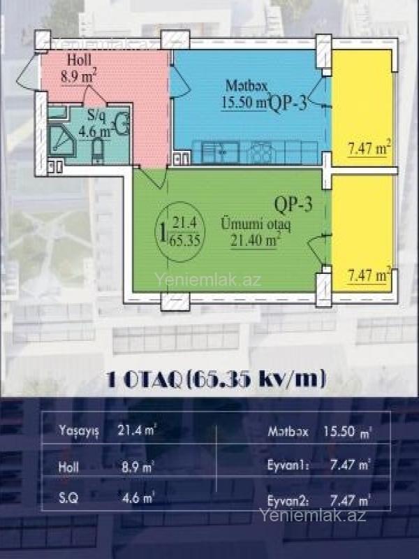 Satılır 1 otaqlı Bina evi menzil (Yeni tikili), 66 m², Nərimanov rayonu — Mənzil, Bakı (2)