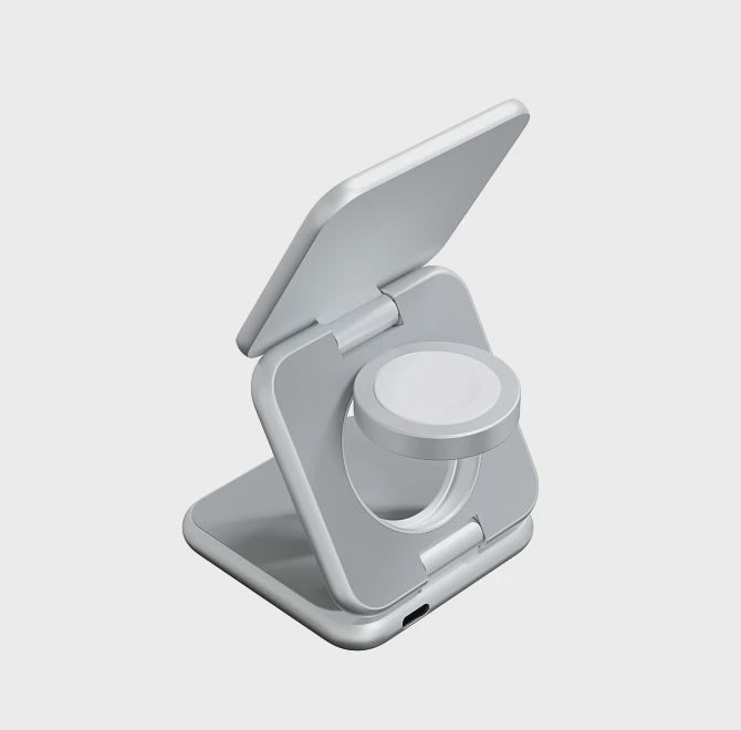Wireless charger Magssory Fold Pro 3 in 1 for Apple Silver (WCH063s) — Telefonlar və qadjetlər, Bakı (6)