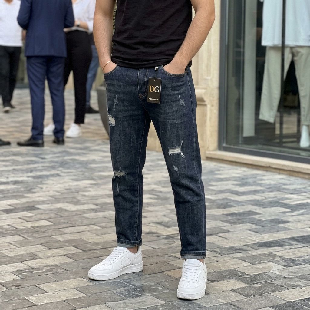 Kişilər üçün dar cins 86939593, elastan, göy, ölçü 34 — Mallar, Bakı (2)