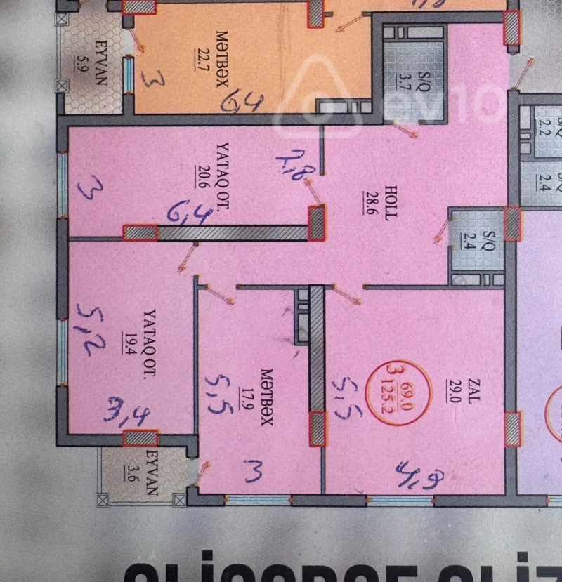 3 otaqlı mənzil, 125 m², Təbriz küçəsi — Mənzil, Bakı (3)
