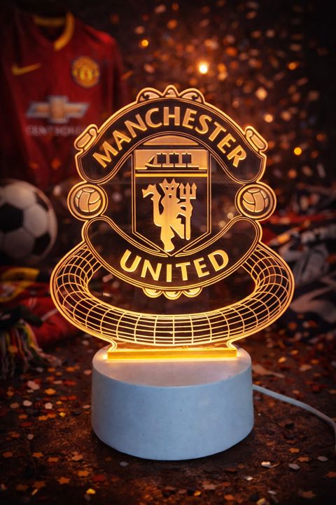 Masaüstü 3D LED lampa Manchester United, ağ — Bakı