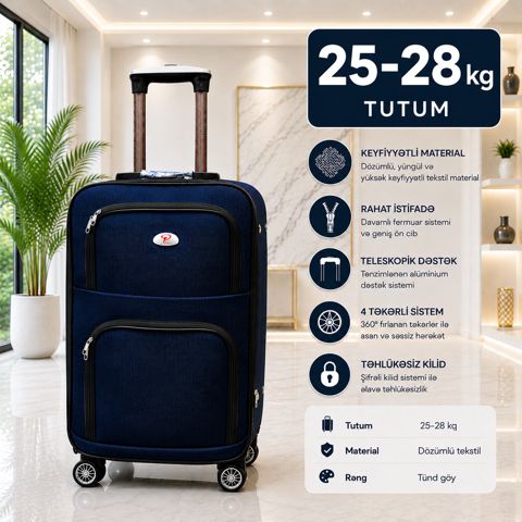 Çamadan, tünd göy, parça, 25-28 kq — Bakı