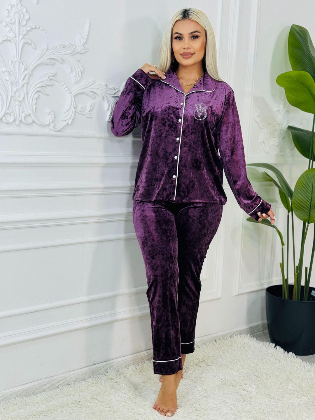 Şalvarlı pijama dəsti, yasəməni, velür, ölçü M — Mallar, Bakı