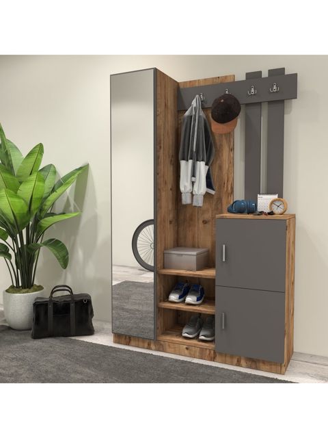 Şkaf Elegant Wood ZARR2040, laminat, antrasit/qəhvəyi, 114x37.5x180 sm — Bakı