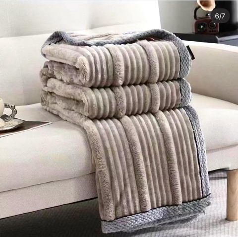 Pled-örtük AS4, 155x220 sm, bambuk/peluş, birnəfərlik, açıq qəhvəyi — Bakı