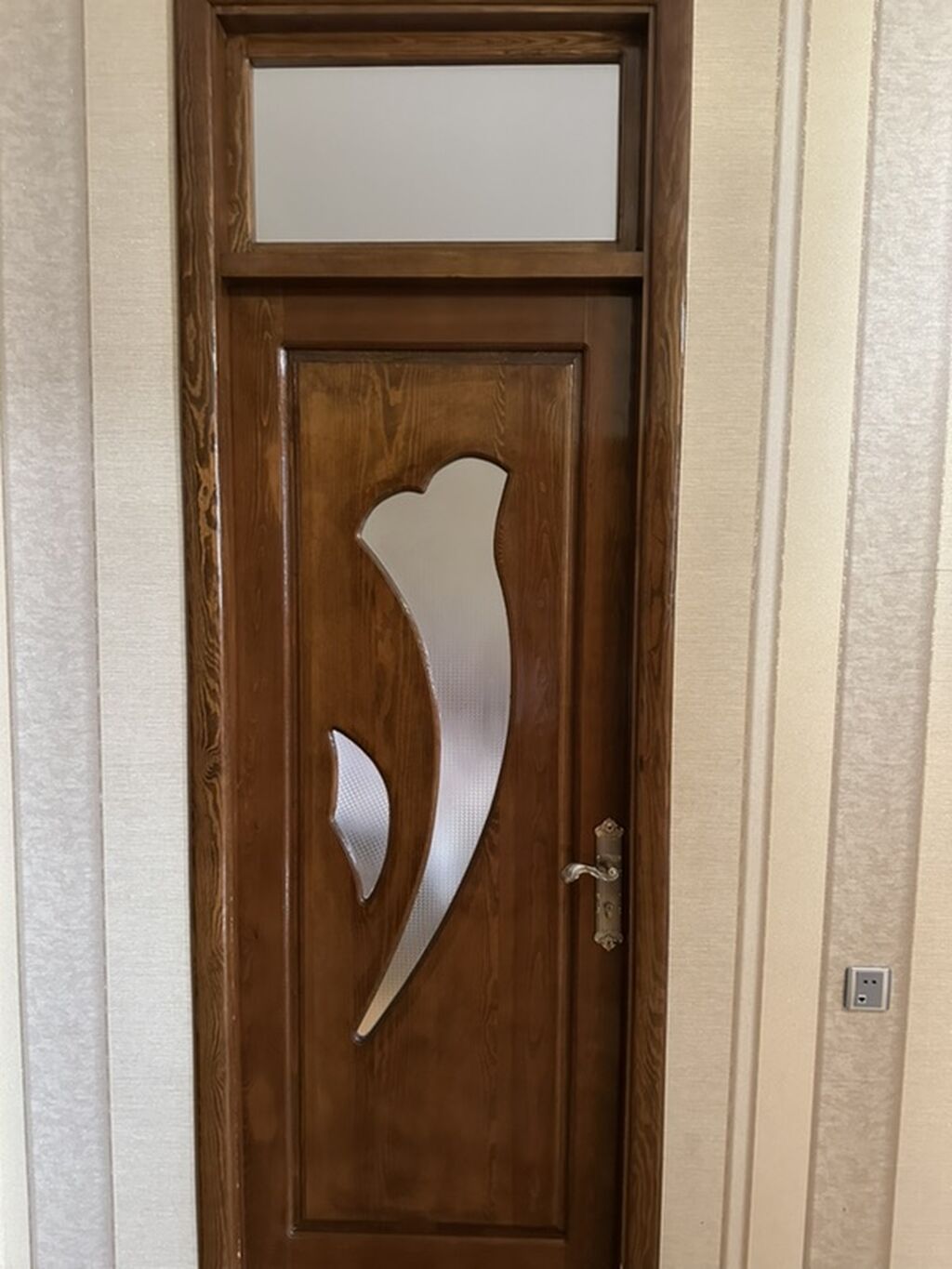 Taxta otaq qapıları – dekorativ şüşə naxışlı - Material: keyfiyyətli — Pəncərələr, qapılar, balkonlar, Digah (3)