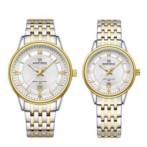 Saat dəsti Naviforce NF8040 Silver/Gold/White — Bakı