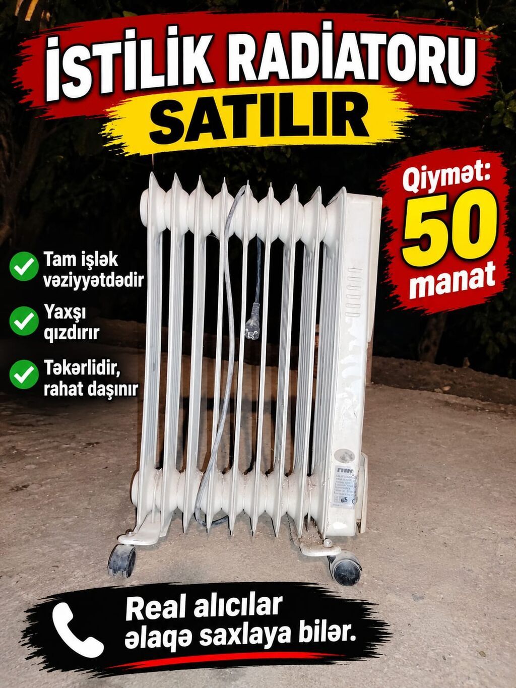 0556202834 Adım nizam Qiymət: 50 manat — Isıtıcılar və isı ventilatorları, Şəki (2)