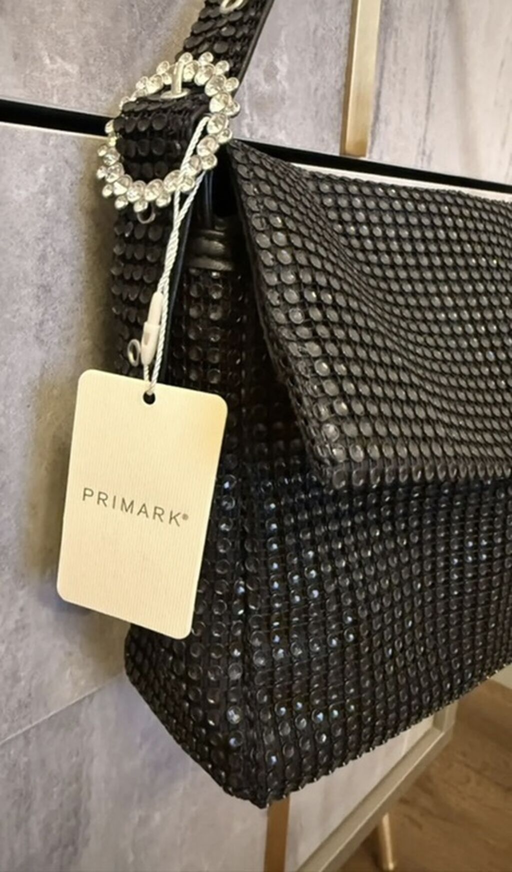Primark çiyin çantası – qara rəngdə, parıltılı daş effektli tekstura — Çantalar, çamadanlar, cüzdanlar, Bakı (2)