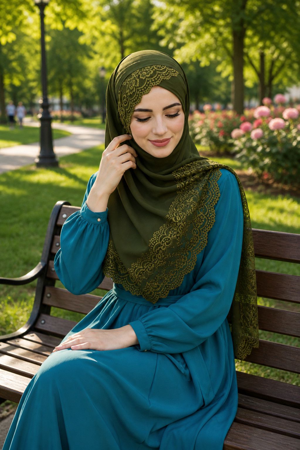 Qadınlar üçün hicab H693, xaki, şifon, ölçü One Size — Mallar, Bakı