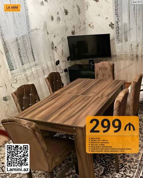 LA Mını – Masa Dəsti - Model: Kod 3515 - Qiymət: 299 - Tərkibi: 1 — 299 ₼ · Баку, Nərimanov · Masalar və stullar LA Mını – Masa Dəsti - Model: Kod 3515 - Qiymət: 299 - Tərkibi: 1 — Баку