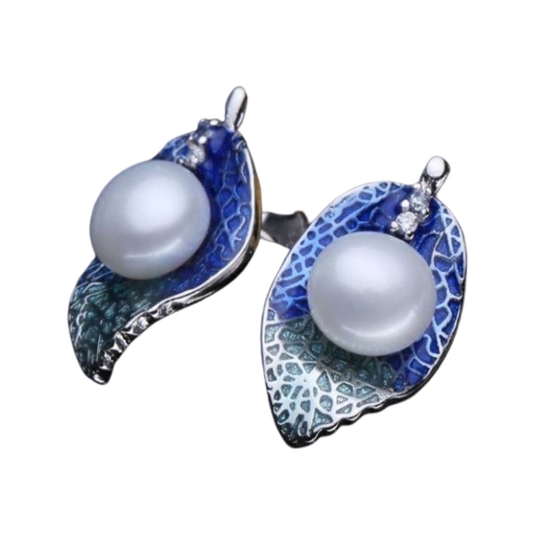 Yarpaq dizaynlı premium italyan gümüşü təbii mirvari dəst Mirvarist D1021 — Mallar, Bakı (2)