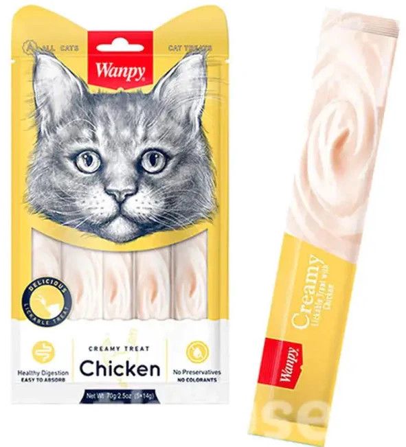 Pişiklər üçün məzə Wanpy Creamy Treat, toyuq ilə, 70 q — Mallar, Bakı