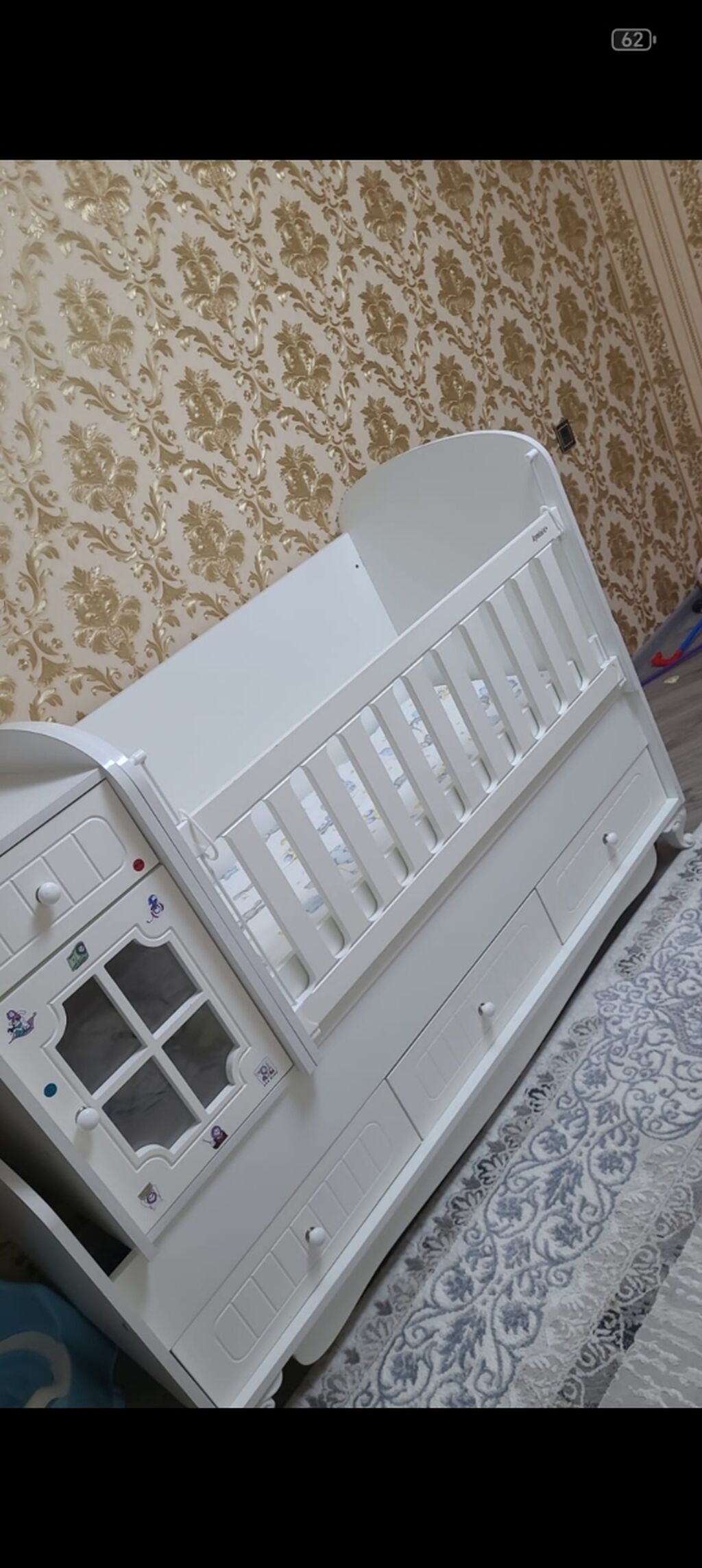 Uşaq beşiyi – çoxfunksiyalı, ağ rəng - Material: MDF/taxta — Bəşikləri, Bakı (5)