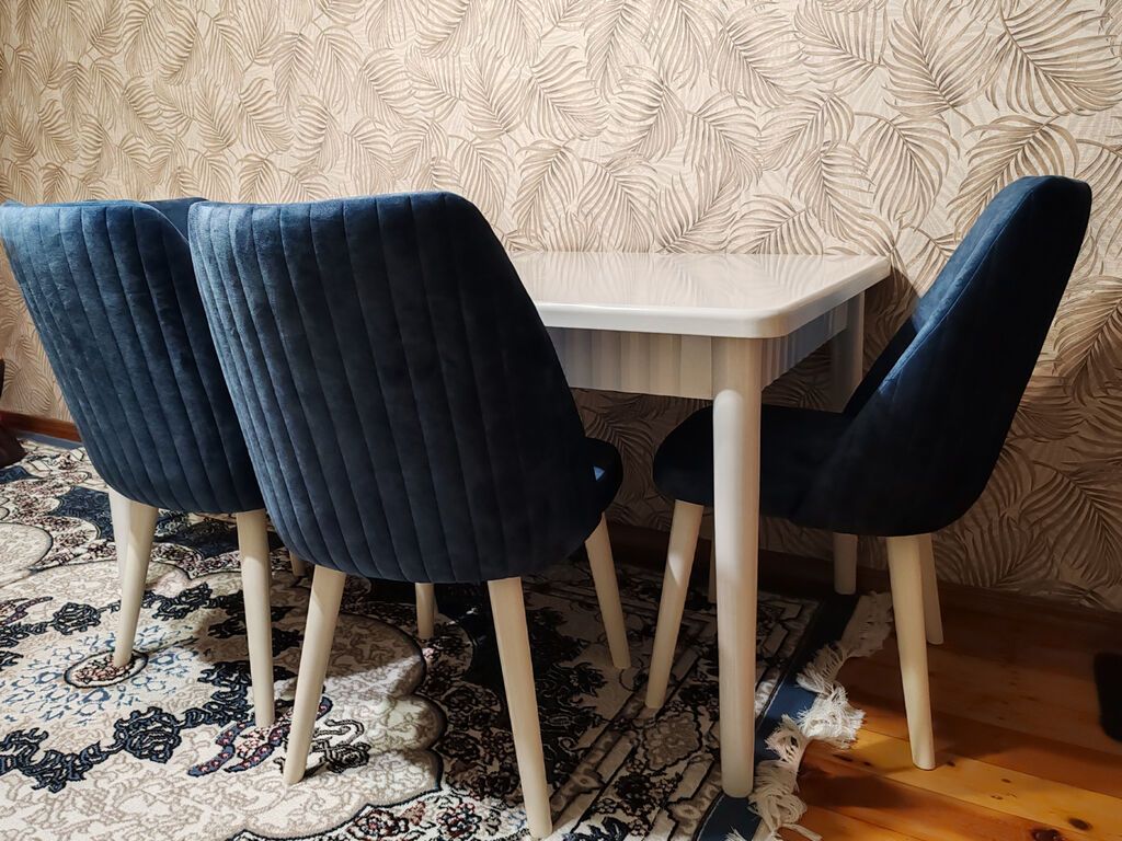 Masa–stul dəsti - Masa: MDF boyalı, Aytaşı rəngi. Ölçü: 160/200 x 90 — Masalar və stullar, Sumqayıt (2)