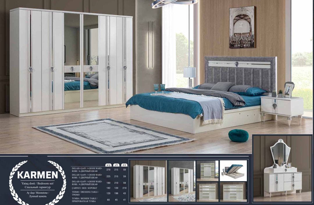 Yataq otağı dəsti 5546, MDF/laminat, boz, 4 parça — Mallar, Bakı