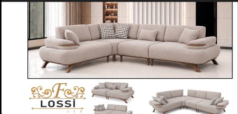 Künclü divan 2617126, parça/taxta/dəmir, krem/boz, 240x330 sm — Bakı