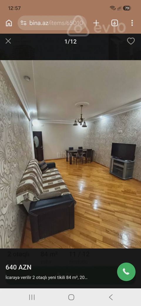 2 otaqlı mənzil, 80 m², Mehemmed Xiyabani küc — kirayə — Vəfa xanım