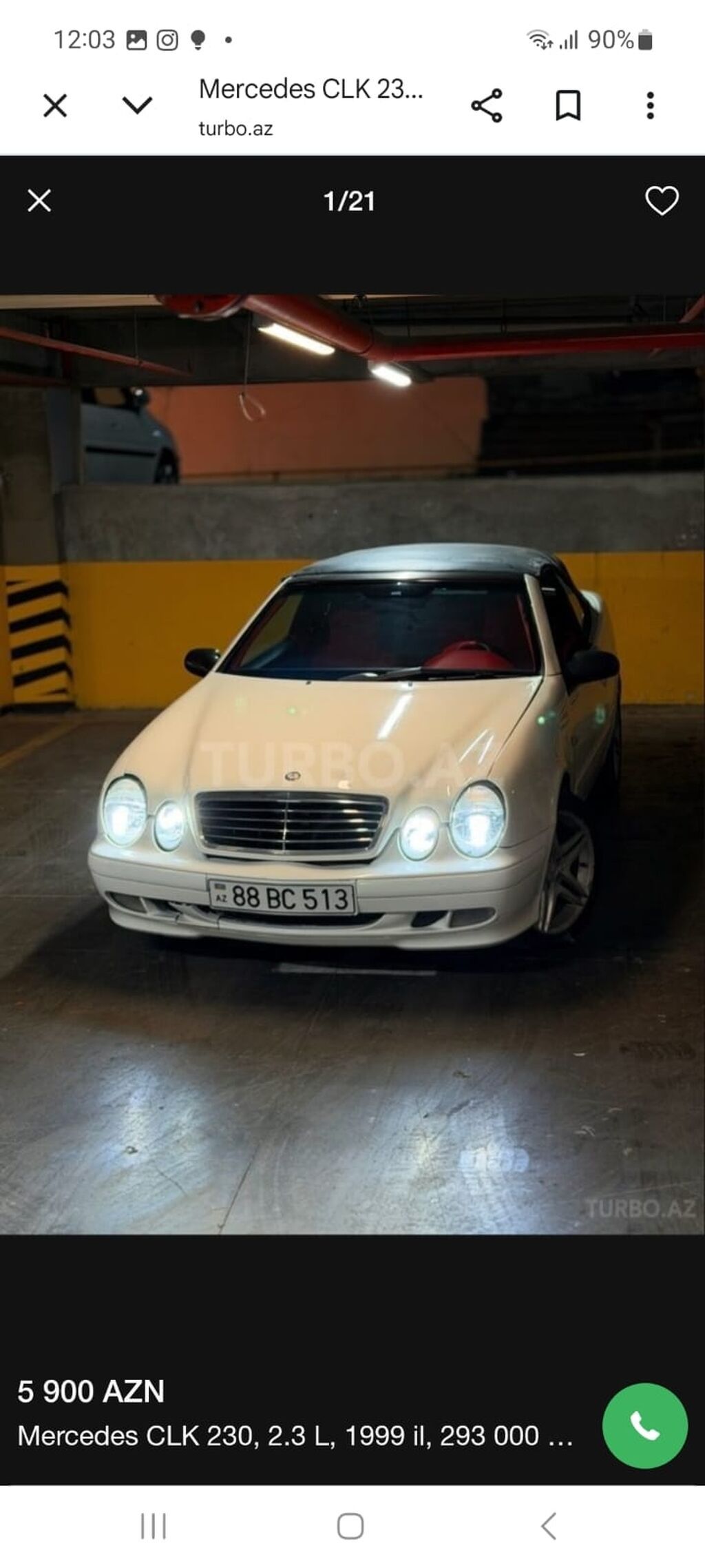 Mercedes-Benz SLK 230: 2.3 l 1999 il Kabriolet 88-BC-513 — Avtomobillər, Digah (3)